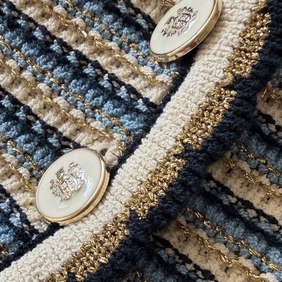 Veronica Beard Navy and Cream Knit Jacket - Picture 8 of 10